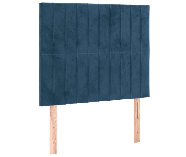 Cama box spring colchón y LED terciopelo - Rayas verticales 100x200 Azul