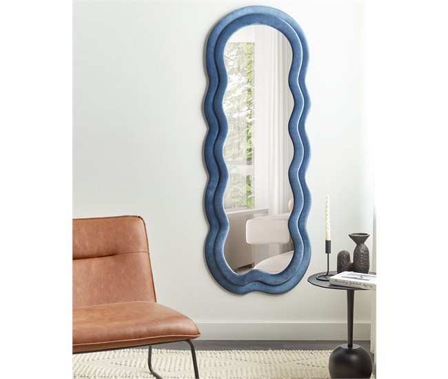 Espejo de pared de terciopelo azul 57 x 160 cm LACS - Conforama
