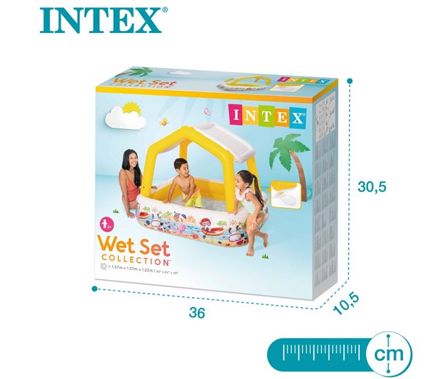 Piscina hinchable infantil INTEX con toldo extraíble - 157x157x122 cm - 295 l Multicolor
