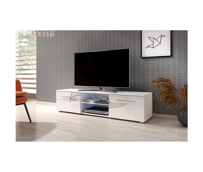 Mueble TV 2 puertas con LED Aitana 140 Blanco