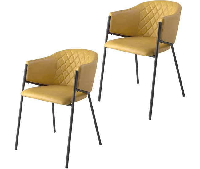 Set 2 sillas de comedor ecopiel RYCHER Amarillo
