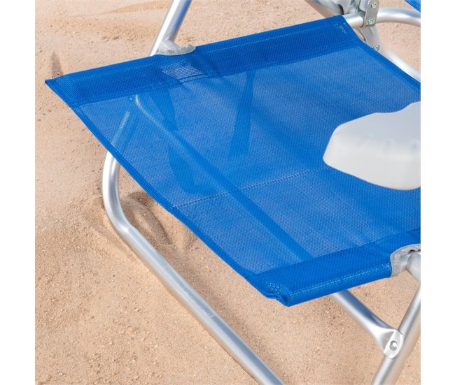 Aktive Silla de playa plegable y reclinable 7 posiciones c/cojín y asas mano Azul
