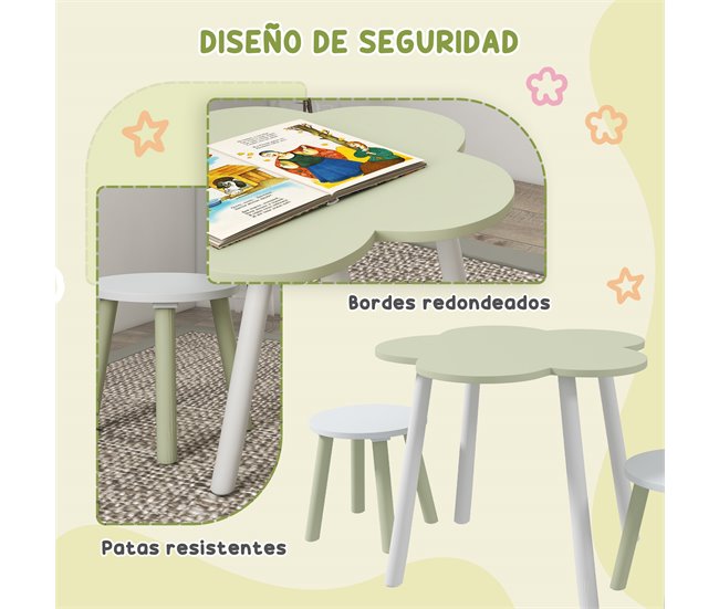 Mesa para Niños MDF, Madera de Pino ZONEKIZ 59x59 Amarillo