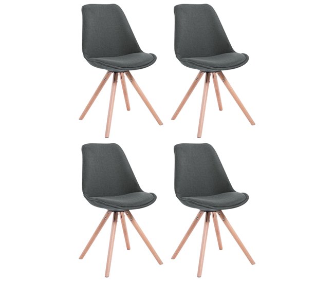 Set de 4 sillas de comedor Toulouse en tela Gris Oscuro