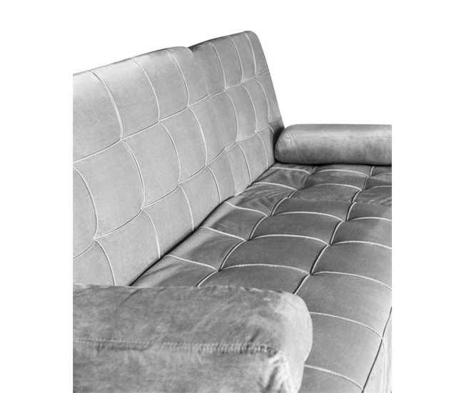 Sofá-cama chaise longue con mesita de centro Gris Claro