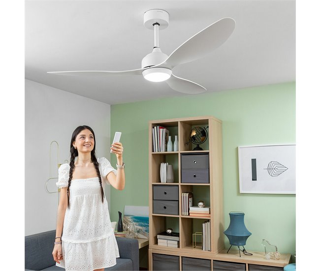 Ventilador de Techo con Luz LED y 3 Aspas ABS Blanco