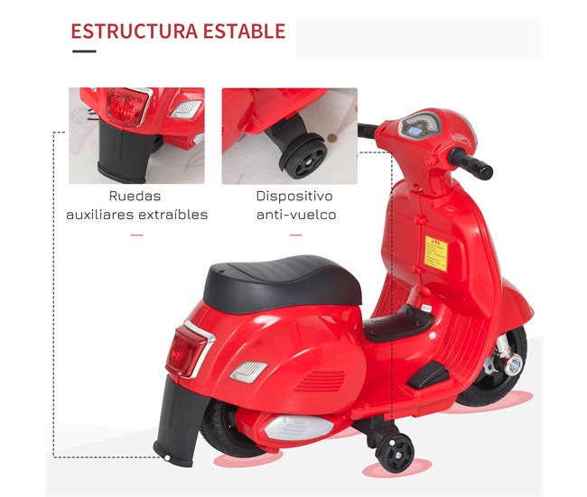 Moto Eléctrica Infantil HOMCOM 370-138RD Rojo
