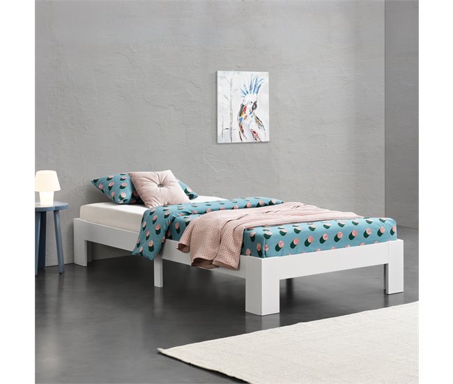 Cama Simple Raisio con Somier Colchón Capacidad máx 150kg pino 120 x 200 cm  - Gris oscuro [en.casa] - Conforama