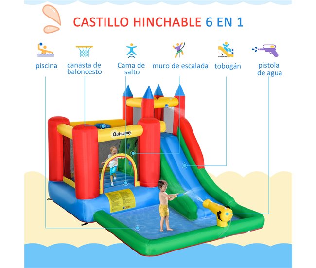 Castillo Hinchable Outsunny 342-018V90 Multicolor