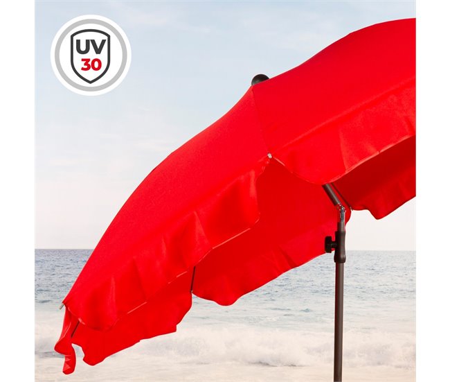 Aktive Sombrilla playa grande inclinable roja UV30 c/funda Rojo