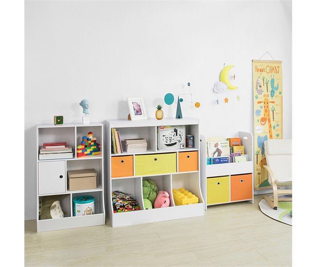 Organizador de Juguetes y Libros para Niños Estantería estándar Infantil 92  x 40 x 93 cm KMB26-W SoBuy - Conforama