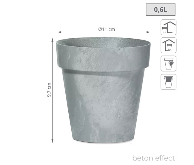 Maceta Cube Beton Effect 0,6L Cemento