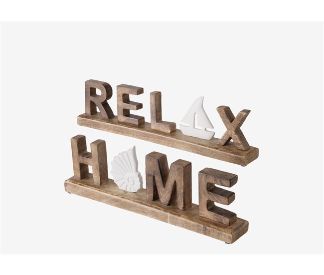 Figura decorativa LETRAS RELAX HOME surtida material madera Multicolor