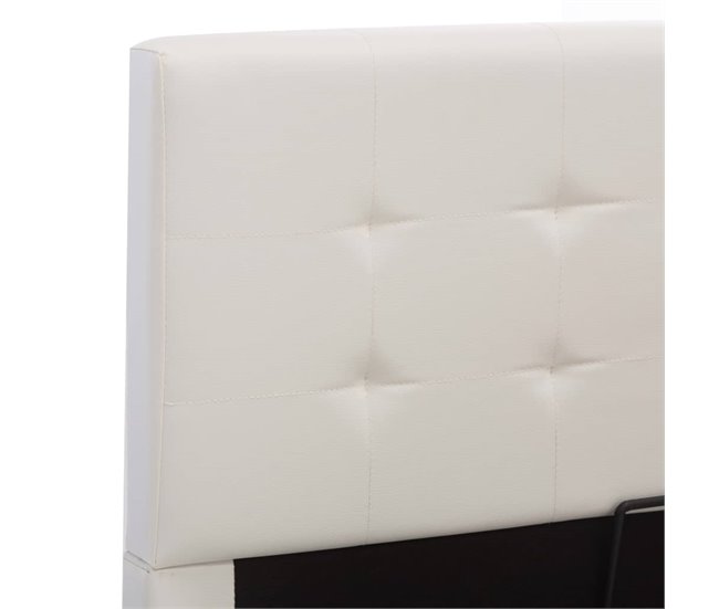 Cama canapé hidráulica cuero sintético 180x200 Blanco