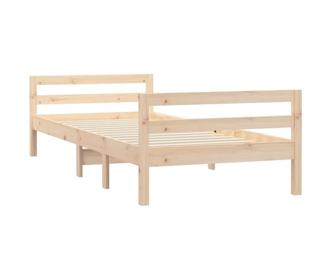 Estructura de cama madera maciza de pino 90x200 Natural