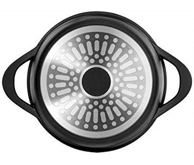  Olla baja de acero inoxidable de 12 cuartos con tapa Base de  cápsula Utensilios de cocina : Hogar y Cocina