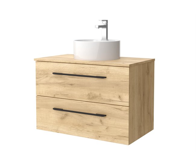 Mueble de baño Morai con tirador  | Lavabo sobre encimera Marron