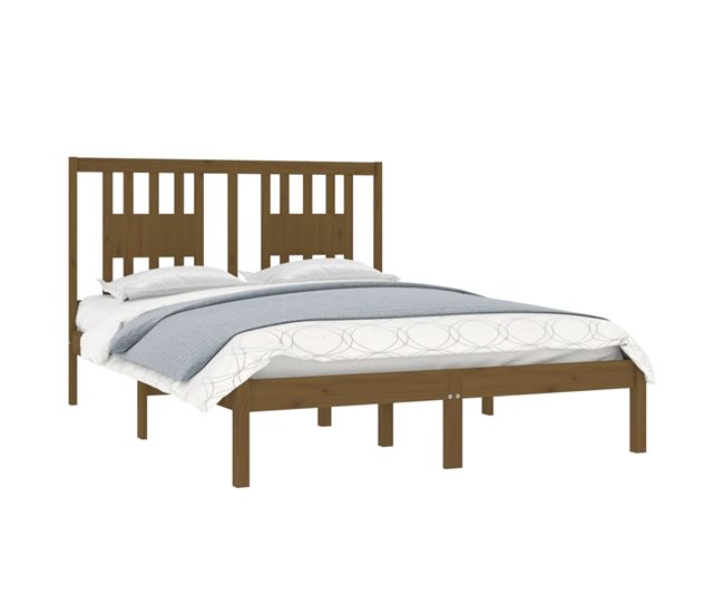 Estructura de cama madera maciza blanca 135x190 cm - Conforama