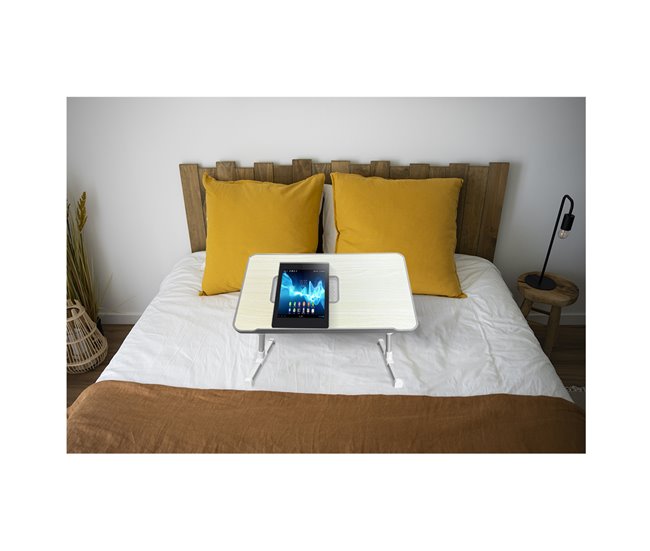 Acomoda Textil – Mesa Laptop Plegable y Ajustable. Madera