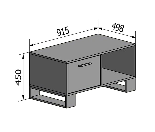 Mesa de Centro para Salón - 45 x 92 x 50 cm - Acabado Rústico Roble