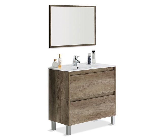 Mueble de baño con espejo Dakota 2 cajones Madera