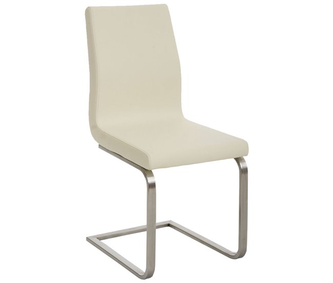 Set de 2 sillas de comedor diseño moderno en polipiel Crema