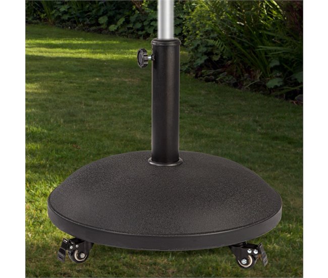 Soporte parasol  circular cemento con ruedas Aktive Garden Negro
