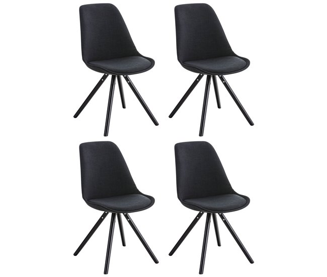Set de 4 sillas de comedor Pegleg en tela con patas redondas Negro
