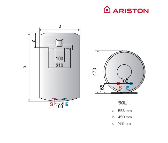 Termo eléctrico, Ariston, Lydos Wifi 50 litros + Soporte de pared Instafix Blanco Lacado
