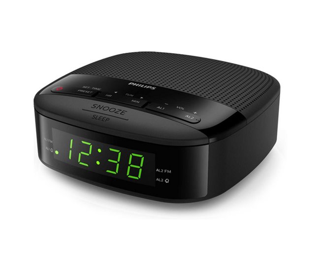 Roadstar CLR-2477 Radio Reloj Despertador PLL FM, Puerto USB Carga Rápida,  2 Alarmas, Gran Pantalla LCD, Snooze, , Negro - Conforama