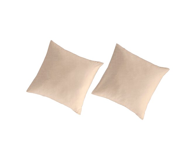 2 Fundas de almohada lisas lino/algodón orgánico Rosa Talco