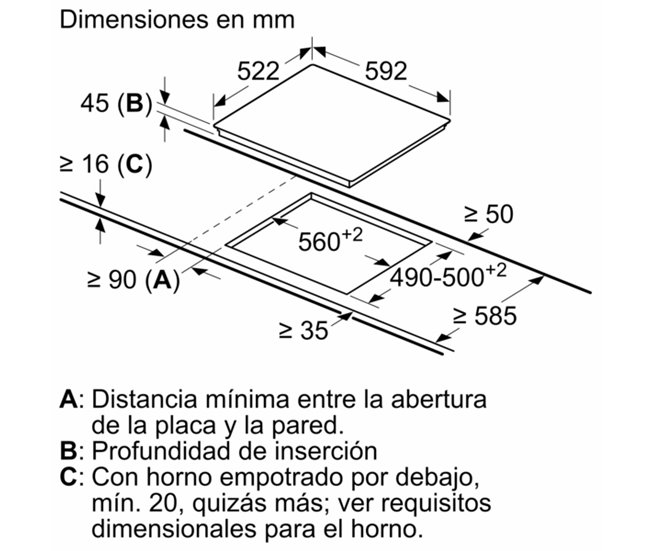 Placa Vitrocerámica CORBERÓ CCVG8322. 3 Zonas. 60 cm. Negro. - Conforama