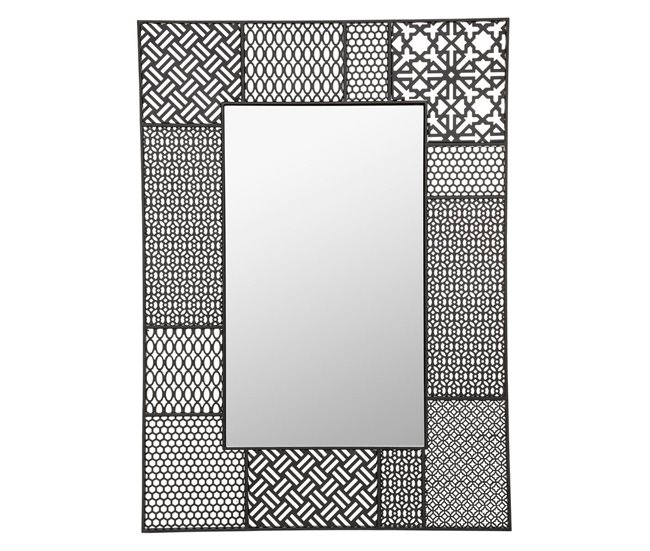 Espejo "Teeco" Metal Perforado 66x91 Negro