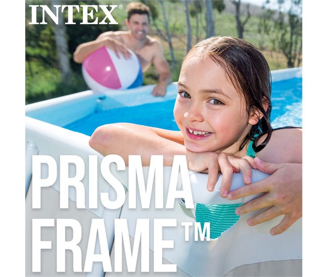 Piscina desmontable Rectangular con depuradora Prism Frame INTEX Gris