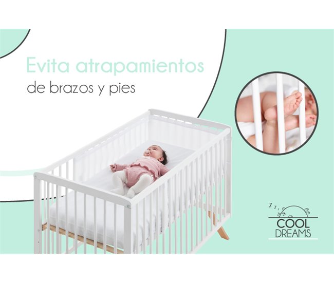 Chichonera bebé 60x120 extra resistente hecha de piqué, para proteger a tu  bebé de los barrotes de la cuna. Colección Pooch Dreams