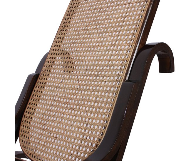 Silla mecedora rocking chair aspecto retro ratán FAB04001 Nogal