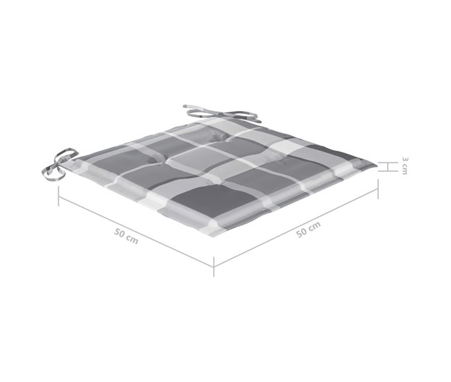 3 Sillas comedor de jardín de madera maciza acacia con cojines Gris Claro