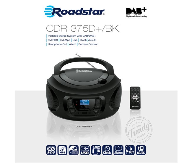 Radio CD Roadstar CDR-375D+/BK Negro