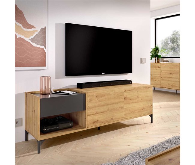 Mueble Bajo Tv Lund Gris Oscuro