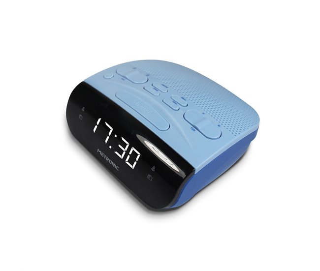 Radio Despertador Digital Alarma dual AM / FM Metronic 477033 Azul
