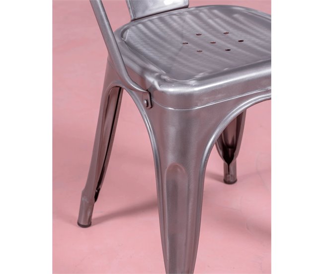 Pack de 4 sillas metálicas con reposabrazos - Bistro Aluminio
