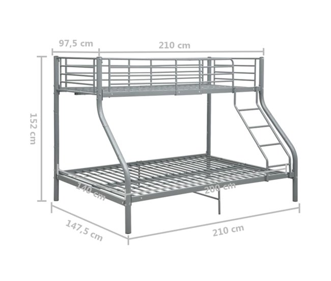 Estructura de cama 90x200 Gris