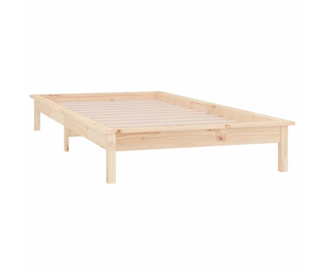 Estructura de cama de madera con LED 90x200 Natural
