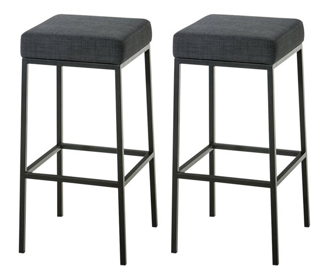 Set de taburetes de bar sillas tela Gris Oscuro