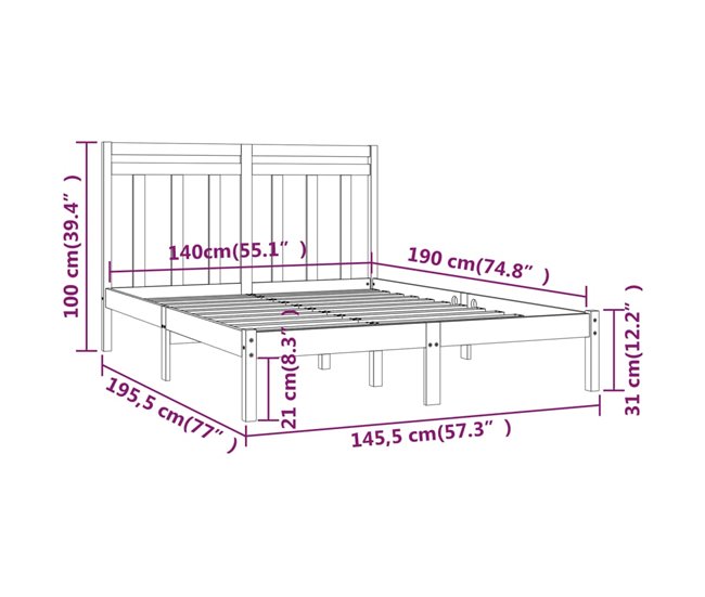 Estructura de cama 140x190 Gris