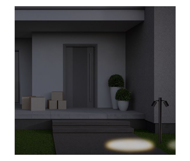 Forlight Pixa - Baliza de Jardín con 2 Focos Orientables GU10 Negro