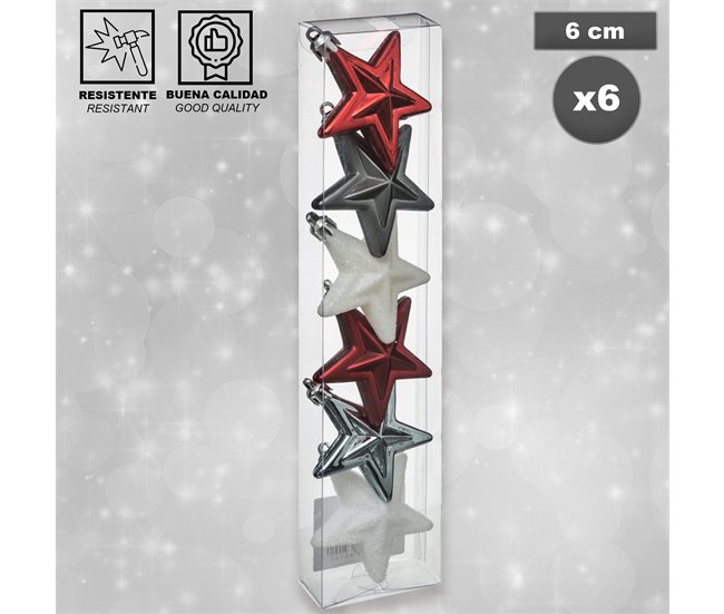 Set de 6 estrellas de Navidad plástico Multicolor