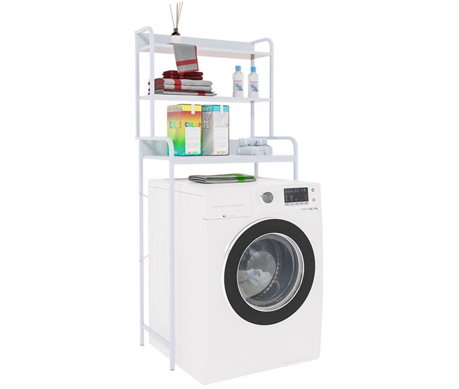 Mueble para lavadora Darby con estantes Madera Blanco 39X68X166 cm -  Conforama