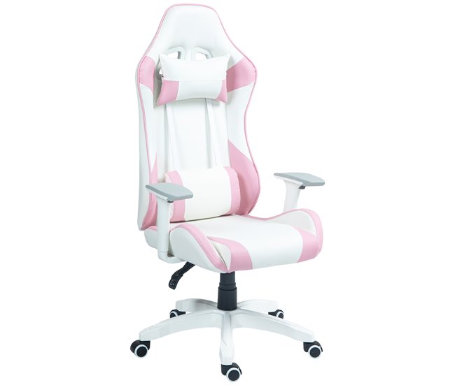 Silla Gamer Plástico, Espuma HOMCOM, oficina - sillas de oficina Rosa