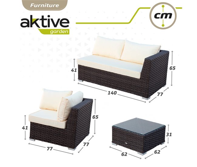 Conjunto muebles terraza sofá rinconera modular con mesa Aktive Negro